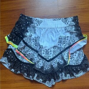 Lucky in Love Black and White Paisley Skirt with Neon Highlights